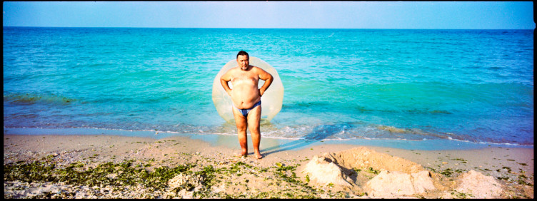 man on the beach of krapet bulgaria, saint krapetz